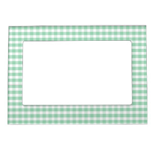 Mint Green and White Check Magnetic Frame