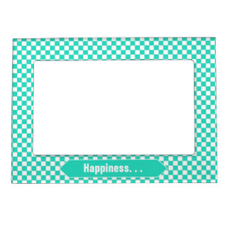 Mint Green and White Checkered Custom Photo Magnetic Frame