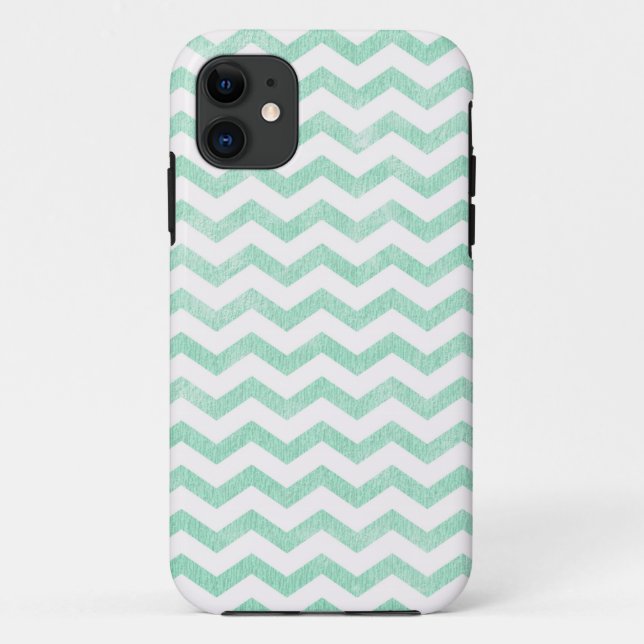 Mint Green and White Chevron Pattern Case-Mate iPhone Case (Back)