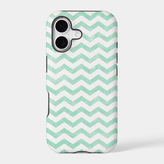 Mint Green and White Chevron Pattern Iphone Case (Back)
