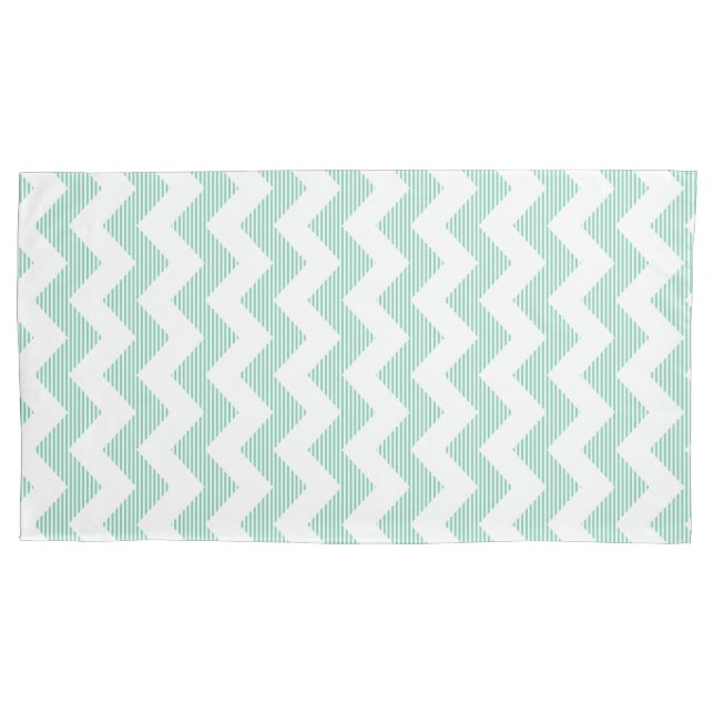 Mint-Green And White Chevron Pattern Pillow Case (Front)