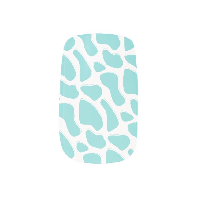Mint green and white Cow print Minx Nail Art (Left Thumb)