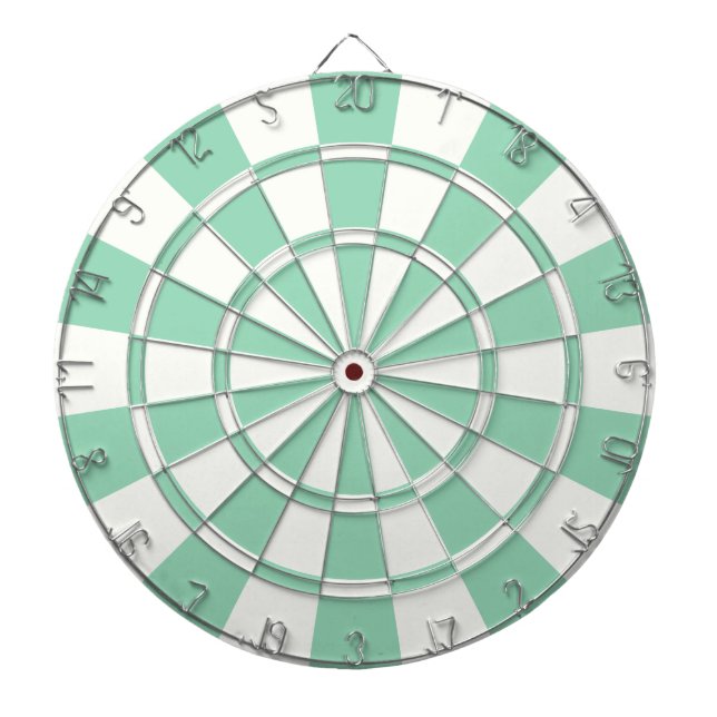Mint Green And White Dartboard With Darts (Front)