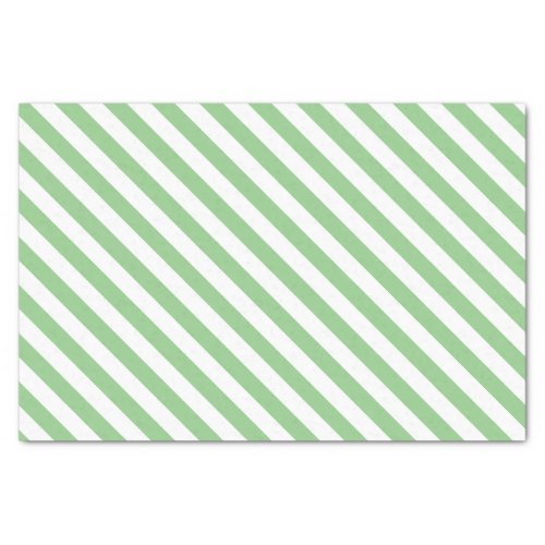 Mint Green and White Diagonal Stripes Tissue Paper