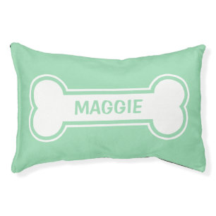 Mint Green And White Dog Bone With Custom Name Pet Bed