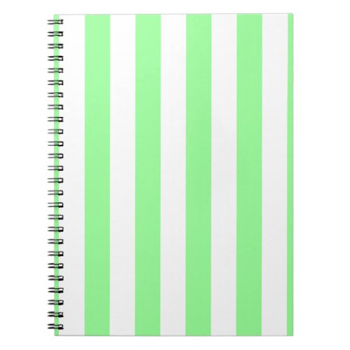 Mint Green and White Extra Large Stripe Pattern Notebook