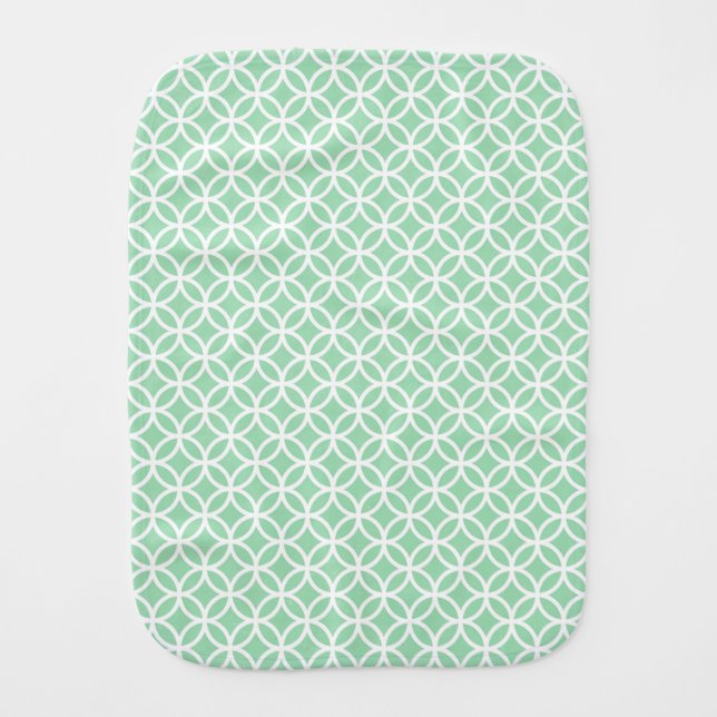 Mint Green and White Geometric Pattern Burp Cloth (Front)