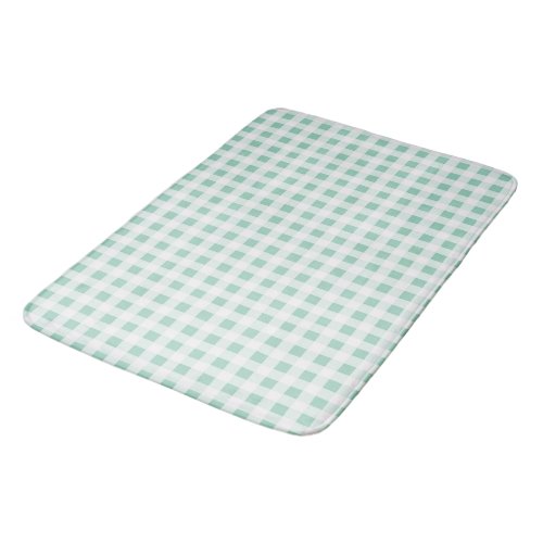 Mint Green and White Gingham Bath Mat