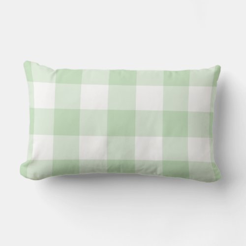 Mint Green and White Gingham Pattern Lumbar Pillow