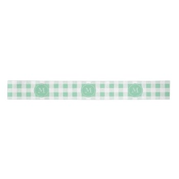 Mint Green And White Gingham  Your Monogram Satin Ribbon by GraphicsByMimi at Zazzle