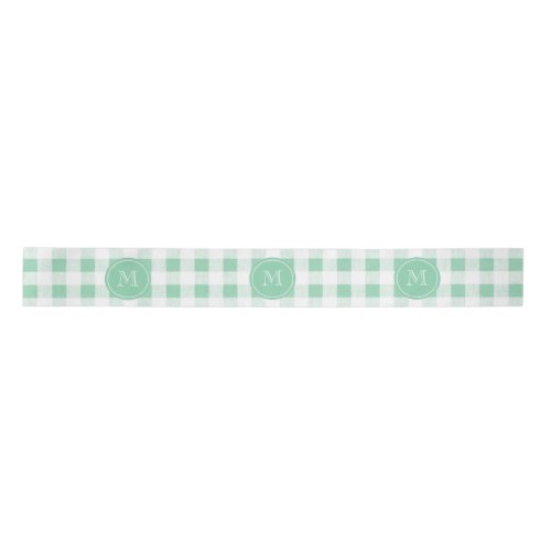 Mint Green and White Gingham Your Monogram Satin Ribbon