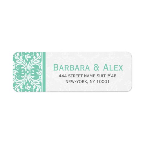 Mint_Green And White Girly Floral Damasks Label