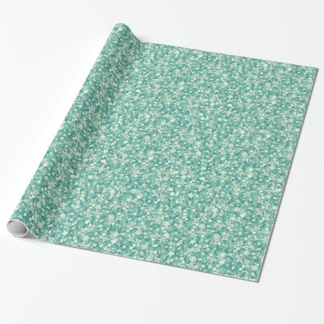 Mint Green And White Glitter And Sparkles. Wrapping Paper (Unrolled)