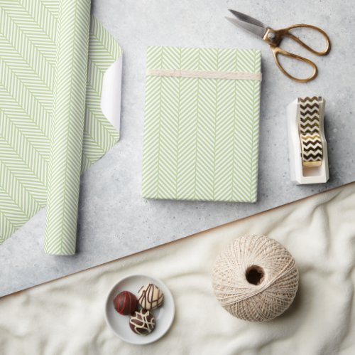 Mint Green and White Herringbone Wrapping Paper