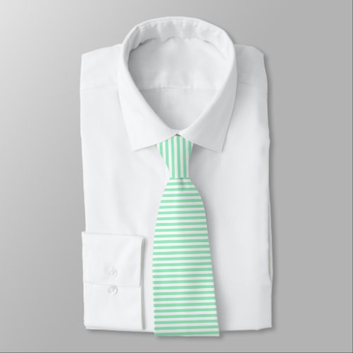 Mint Green and white horizontal striped neck tie