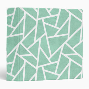 Mint green and white mosaic pattern 3 ring binder