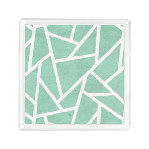 Mint green and white mosaic pattern acrylic tray