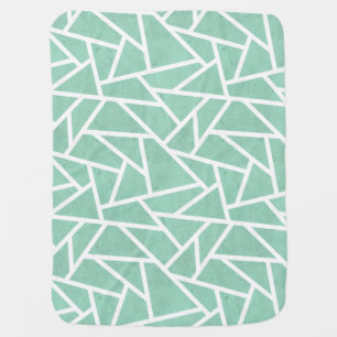 Mint green and white mosaic pattern baby blanket