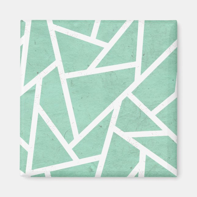Mint green and white mosaic pattern magnet (Front)