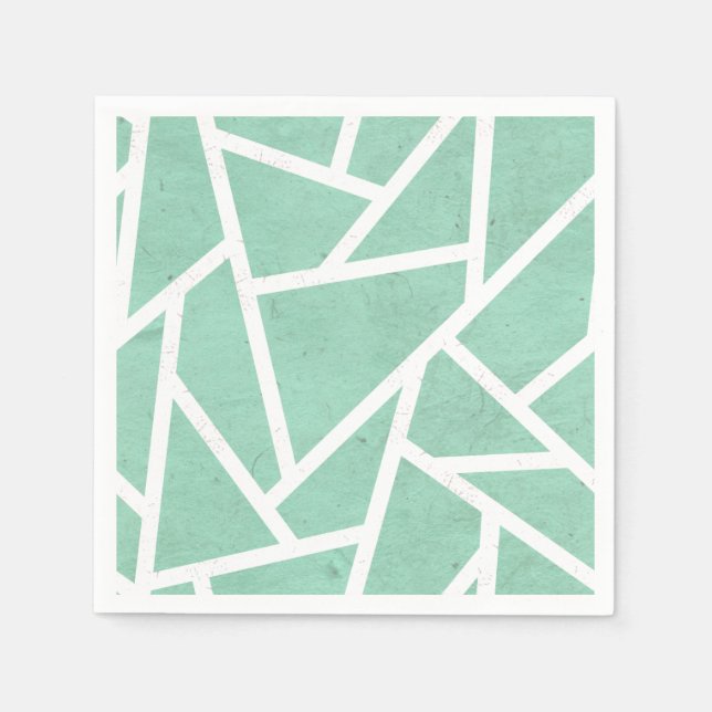 Mint green and white mosaic pattern napkins (Front)