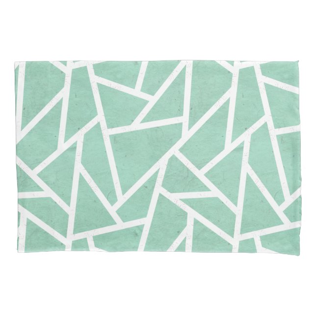 Mint green and white mosaic pattern pillow case (Front)