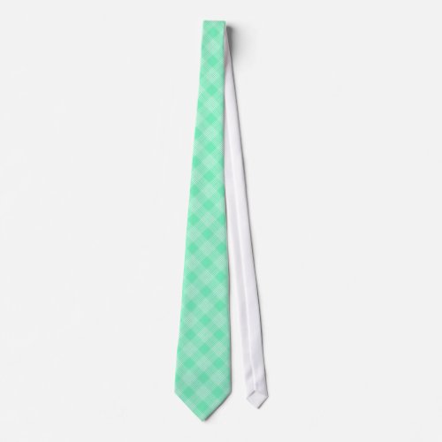 Mint Green and White Plaid Neck Tie
