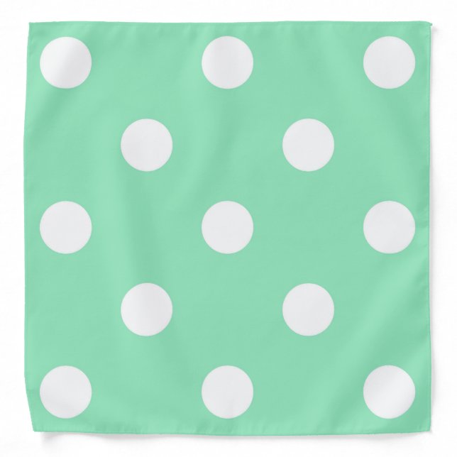 Mint Green And White Polka Dots Elegant Rustic Bandana (Front)