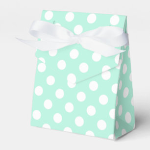 Mint green and white polka dots favor box
