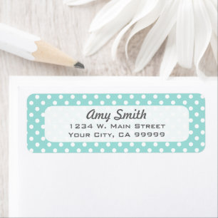 Mint Green and White Polka Dots Pattern Label