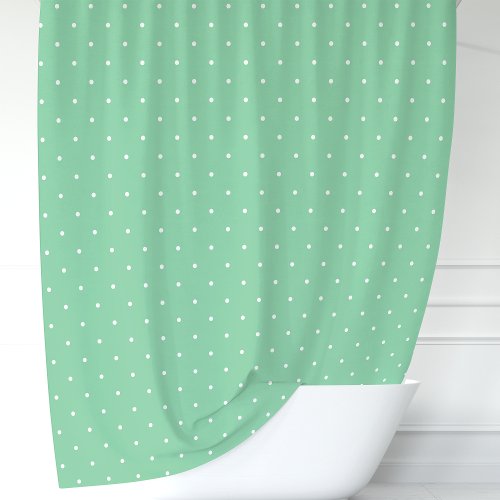 Mint Green and White Polka Dots Shower Curtain