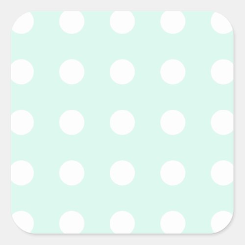 mint green and white polka dots square sticker