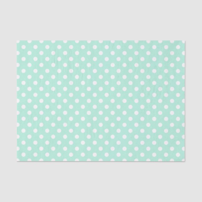 mint green and white polka dots tissue paper (Front)