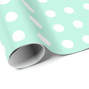 mint green and white polka dots wrapping paper