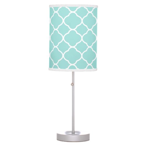 Mint Green and White Quatrefoil Pattern Table Lamp