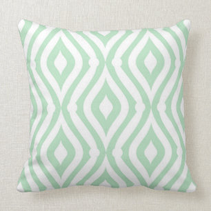 Mint-Green And White Seamless Geometric Pattern Throw Pillow