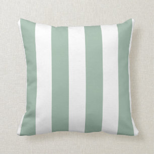 Mint Green and White Striped Throw Pillow