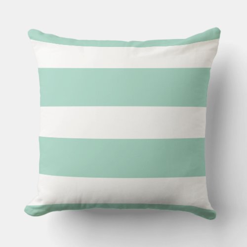 Mint green and white striped throw pillow