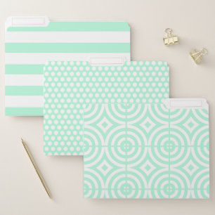 Mint Green and White Stripes,Dots, and GeoMetric File Folder