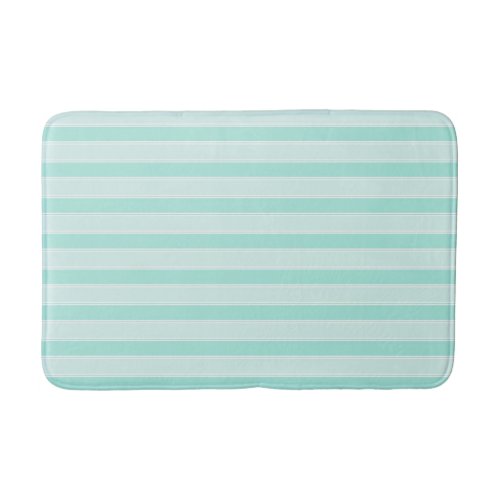 Mint Green and White Stripes Pattern Bath Mat