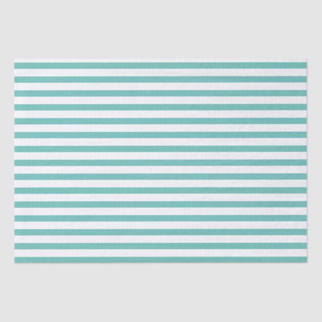 Mint Green and White Stripes Tissue Paper (Front)