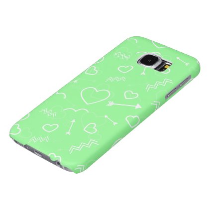 Mint Green and White Valentines Love Heart Arrow Samsung Galaxy S6 Case