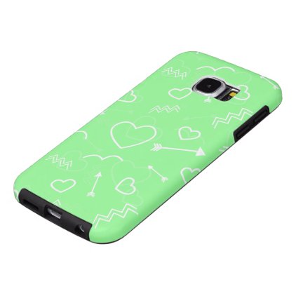 Mint Green and White Valentines Love Heart Arrow Samsung Galaxy S6 Case