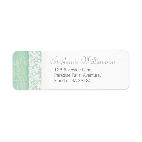 Mint green and white wedding return reply address label