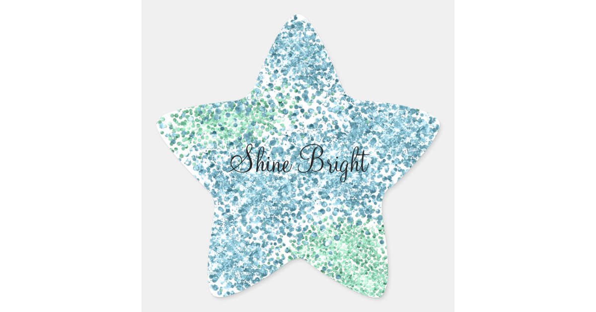 Pretty Aqua Blue Sparkly Glitter Star Sticker, Zazzle