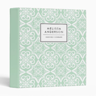 Mint Green Arabic Tile Decorative Pattern 3 Ring Binder