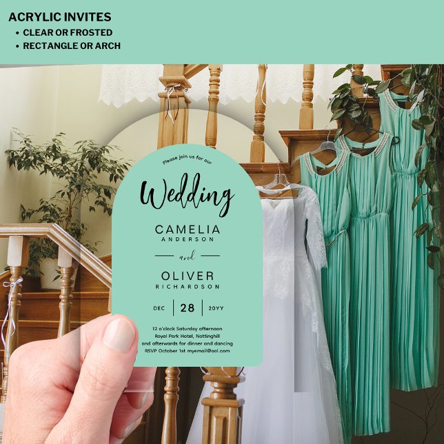 Mint Green Arch Acrylic Wedding Invites Modern Invitations (Creator Uploaded)