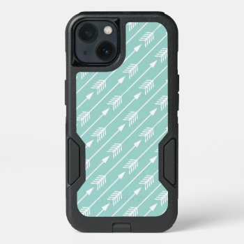 Mint Green Arrows Pattern Iphone 13 Case by heartlockedcases at Zazzle