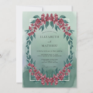 Mint Green Artful Blossom Wedding Invitation