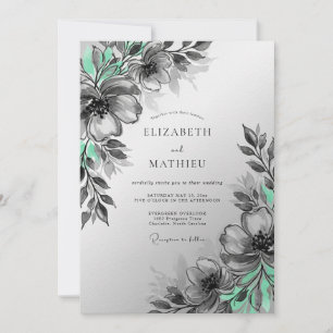 Mint Green Artistic Botanical Wedding Invitation