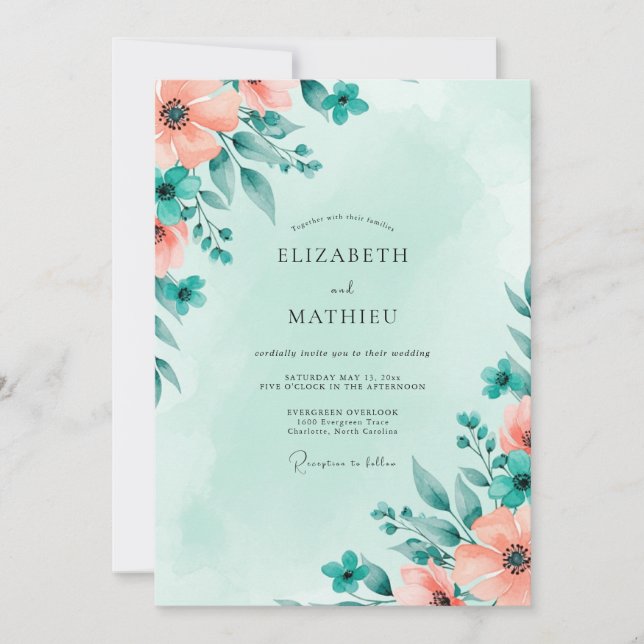 Mint Green Atmospheric Spring Wedding Invitation (Front)